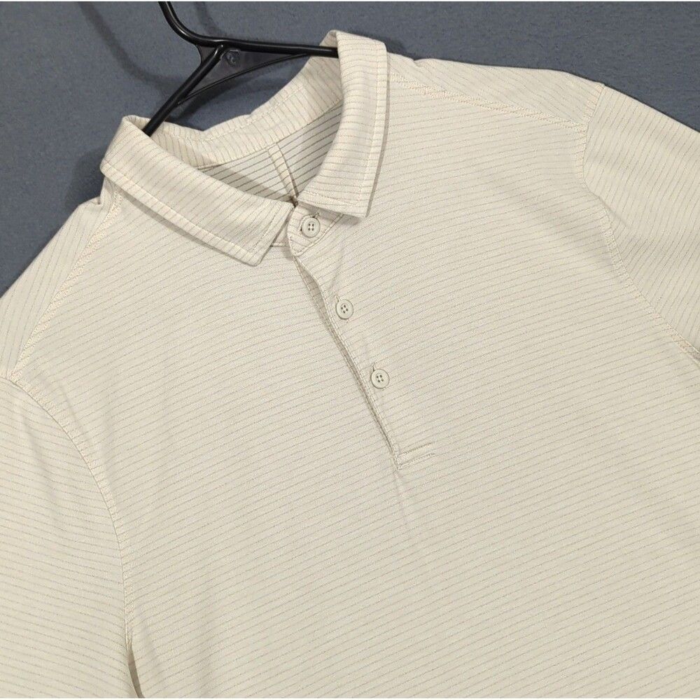 Lululemon Shirt Men's M (Estimated) Beige Short Sleeve Polo No Size Tag